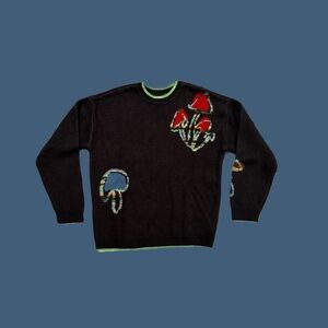 mushroom graphic crew neck sweater